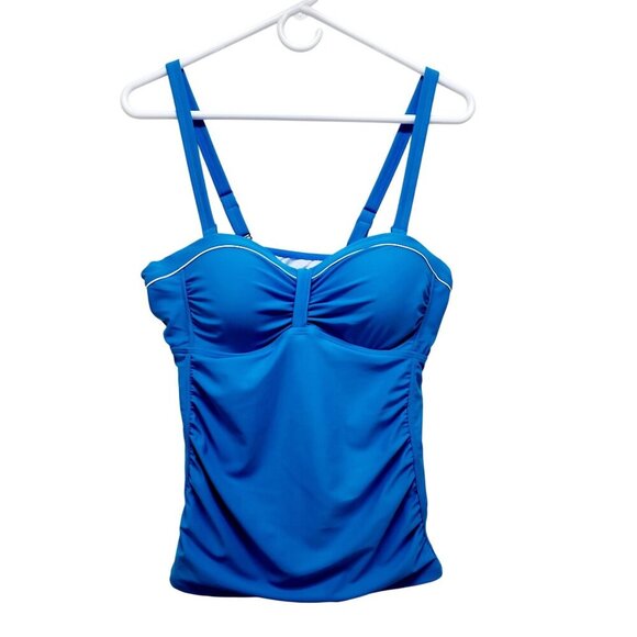 Womens Yonique Blue Tankini Swim Top Adjustable Straps Nylon Size M - Picture 2 of 12